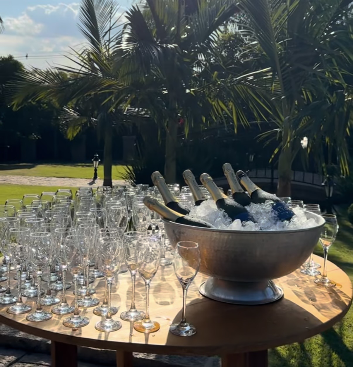 Champagne service at an outdoor event