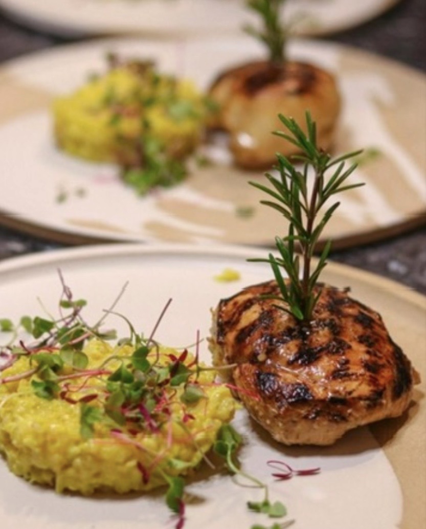 Grilled chicken entrée with risotto
