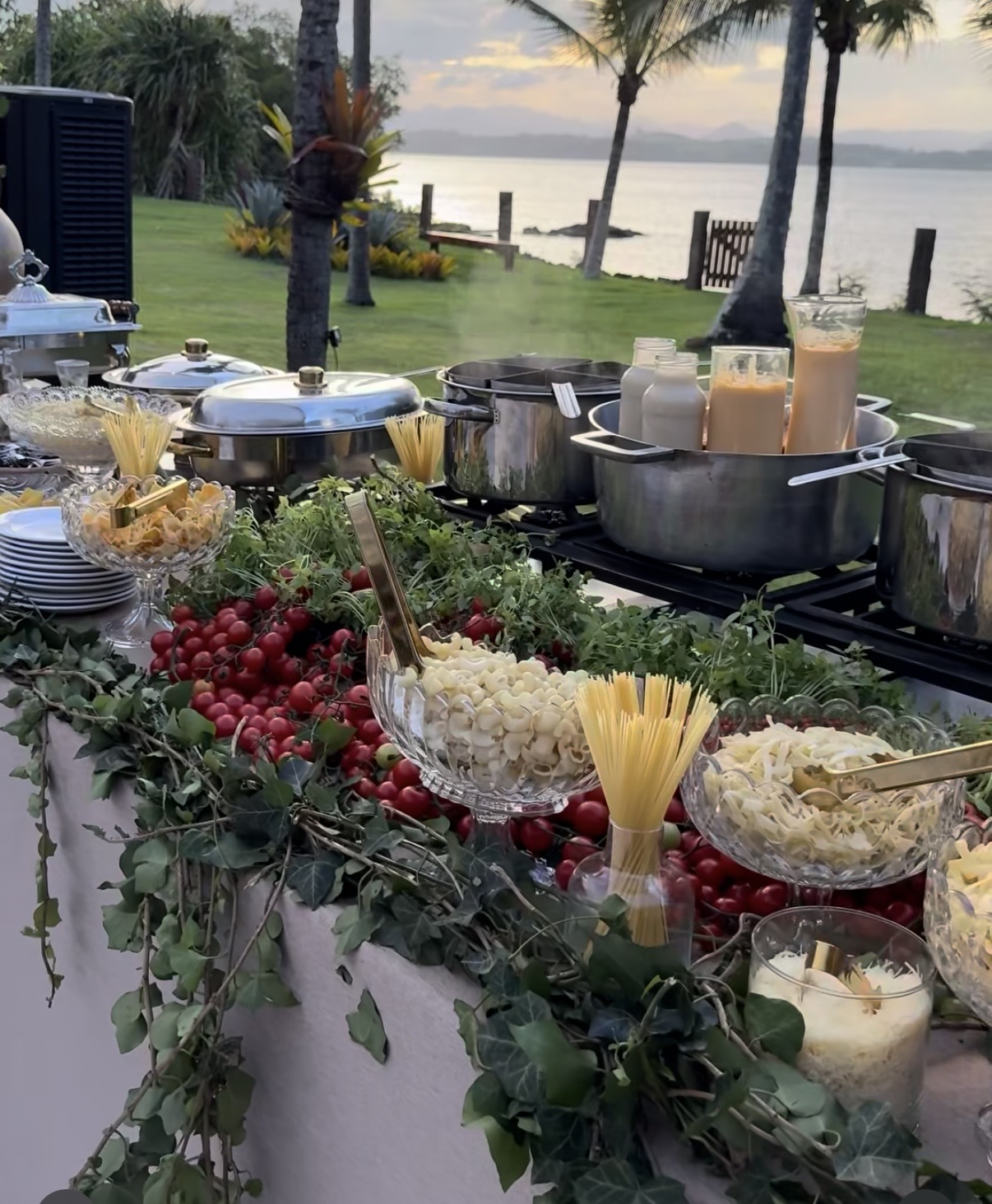 Luxury outdoor pasta station